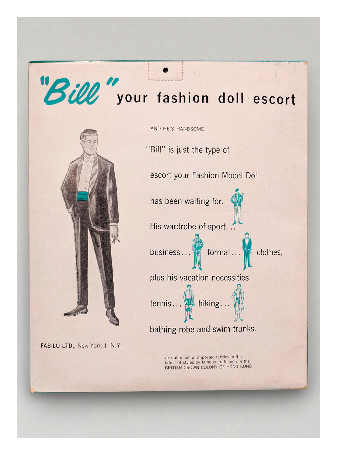 Reverse of Bill outfit packaging by Fab-lu
