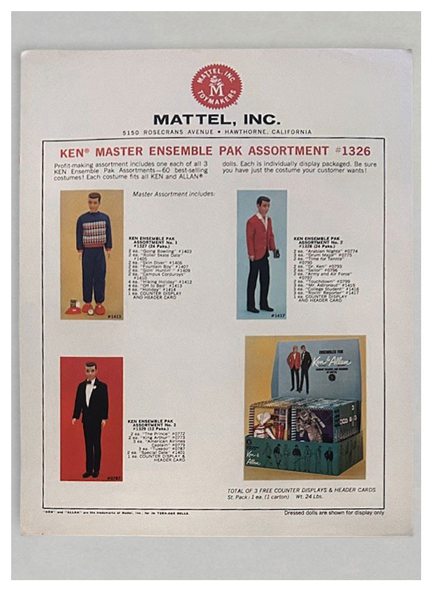 1965 Mattel salesman product sheet
