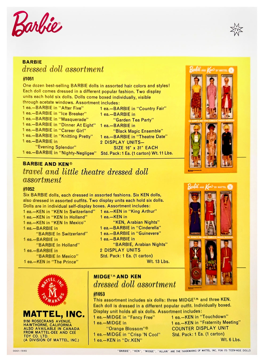 From 1964 Mattelzapoppin in '64 Advertising and Merchandising pack